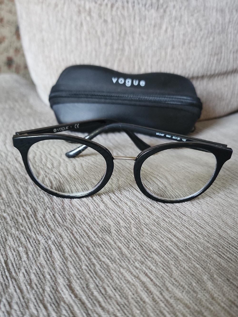 Vogue Black Round Women's Glasses with Gold Bridge